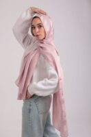 Striped Cotton scarf-Rose