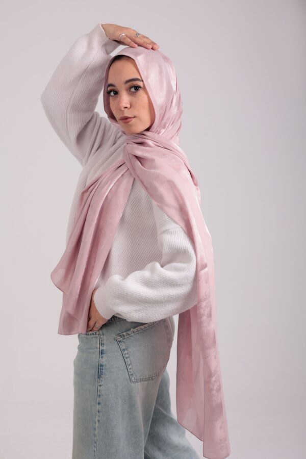Striped Cotton scarf-Rose