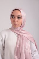 Striped Cotton scarf-Rose