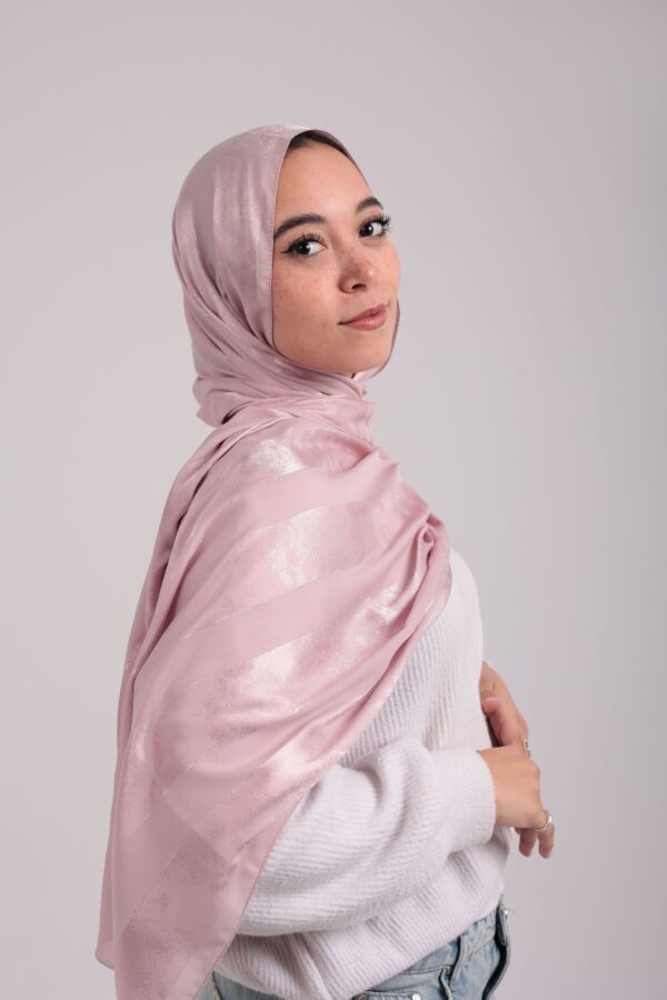 Striped Cotton scarf-Rose