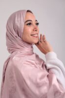 Striped Cotton scarf-Rose