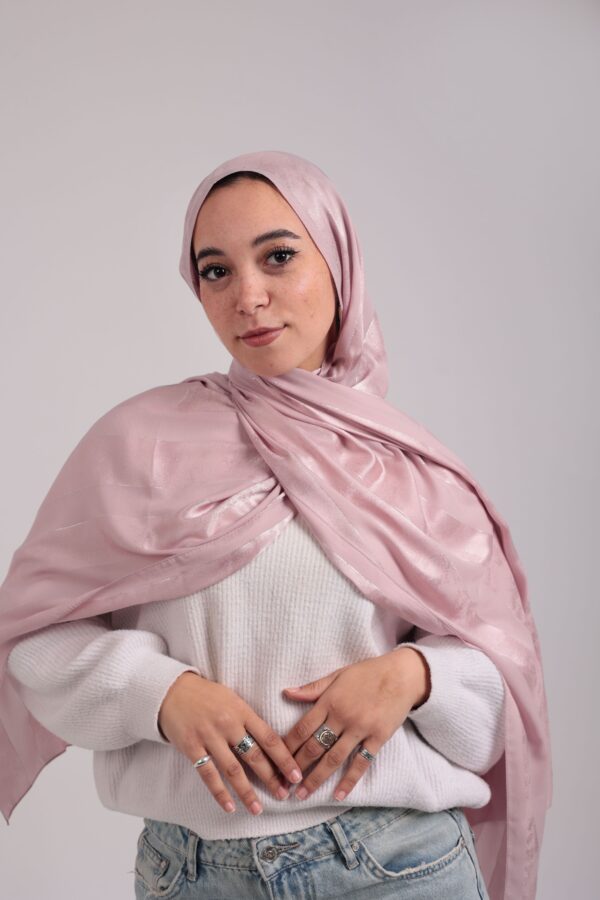 Striped Cotton scarf-Rose