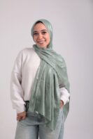 Striped Cotton scarf-Pistachio