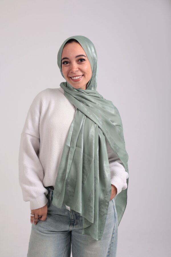 Striped Cotton scarf-Pistachio