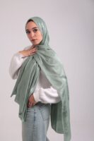 Striped Cotton scarf-Pistachio