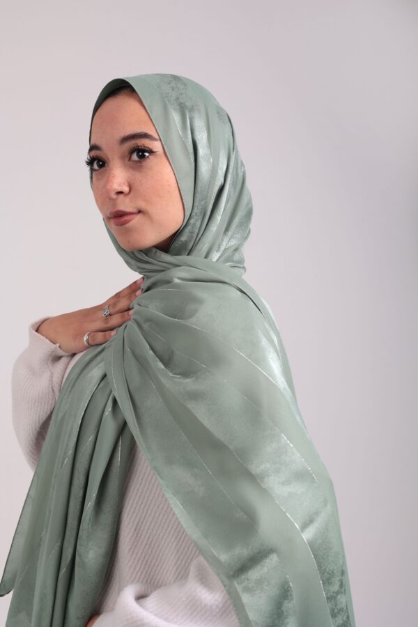 Striped Cotton scarf-Pistachio