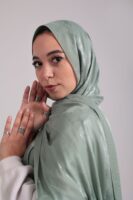 Striped Cotton scarf-Pistachio