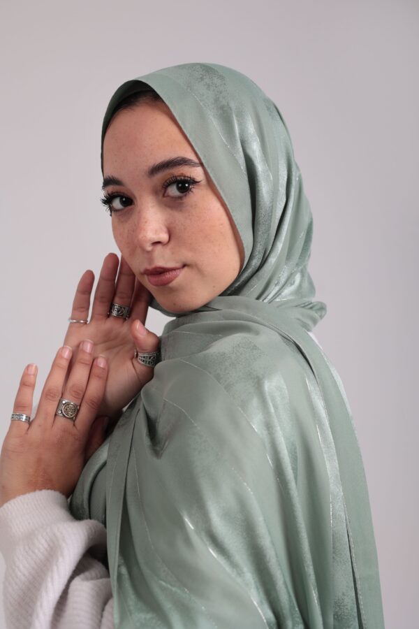 Striped Cotton scarf-Pistachio
