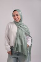 Striped Cotton scarf-Pistachio