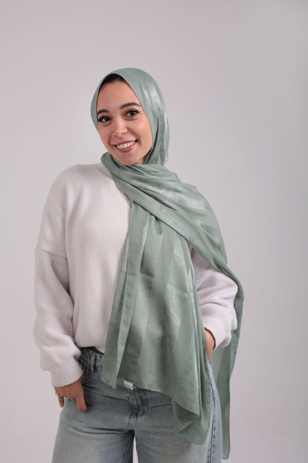 Striped Cotton scarf-Pistachio