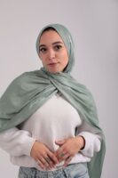 Striped Cotton scarf-Pistachio