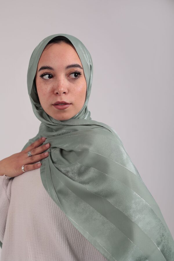 Striped Cotton scarf-Pistachio