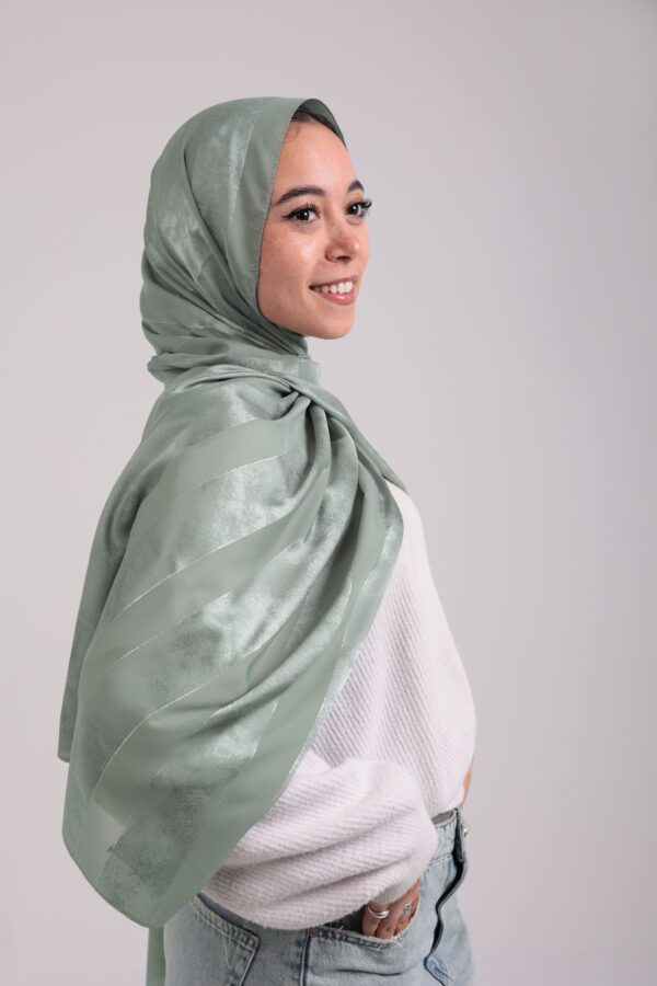 Striped Cotton scarf-Pistachio