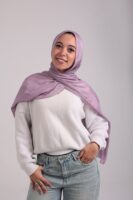 Striped Cotton scarf-Lilac