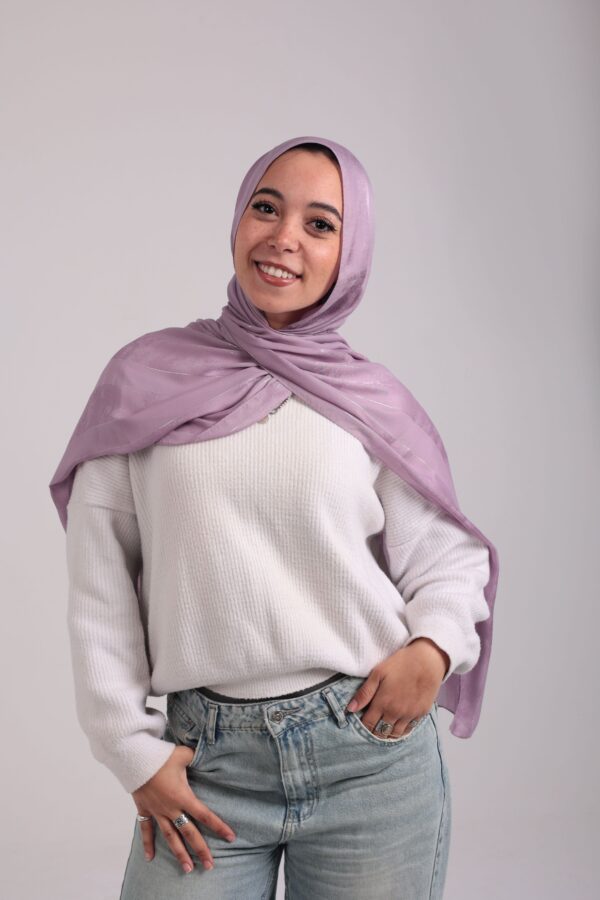 Striped Cotton scarf-Lilac