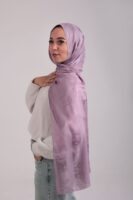 Striped Cotton scarf-Lilac