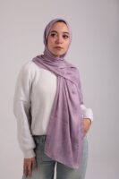 Striped Cotton scarf-Lilac