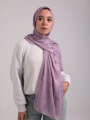 Striped Cotton scarf-Lilac
