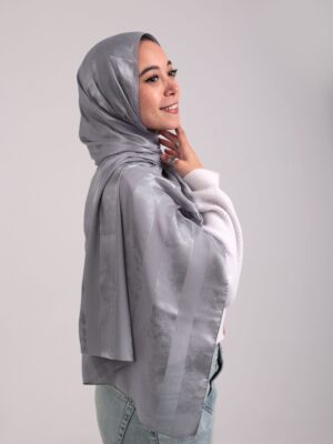 Striped Cotton scarf-Light Gray