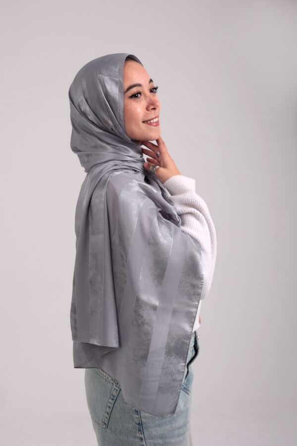 Striped Cotton scarf-Light Gray