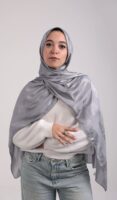 Striped Cotton scarf-Light Gray