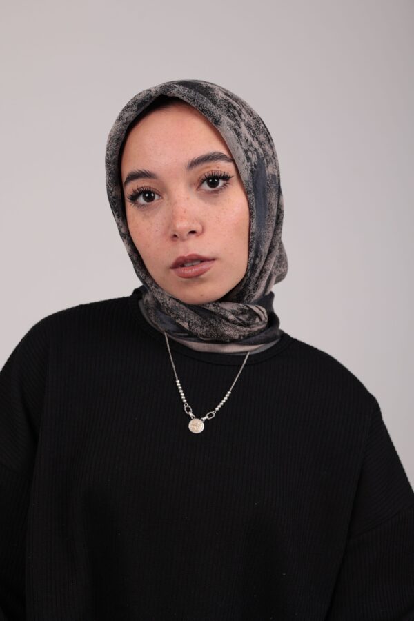 Shimmery Satin Square Scarf-Navy