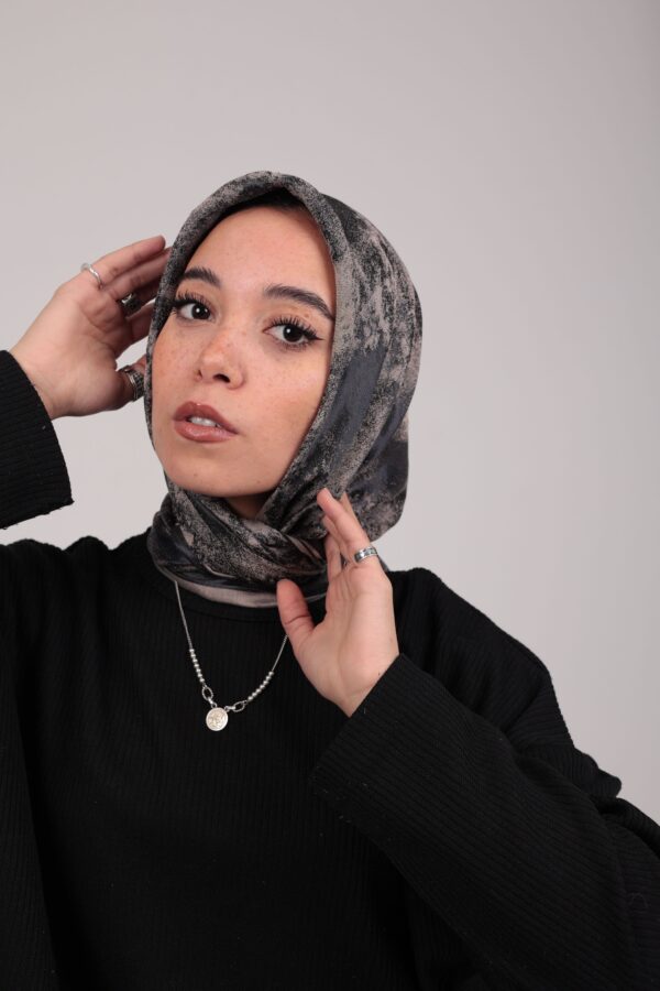 Shimmery Satin Square Scarf-Navy