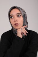 Shimmery Satin Square Scarf-Navy