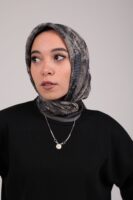 Shimmery Satin Square Scarf-Navy