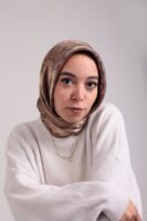 Shimmery Satin Square Scarf-Coffee