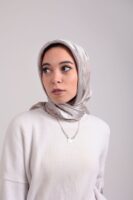 Shimmery Satin Square Scarf-Silver