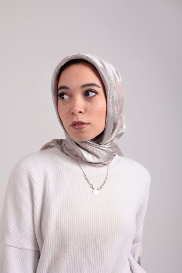 Shimmery Satin Square Scarf-Silver