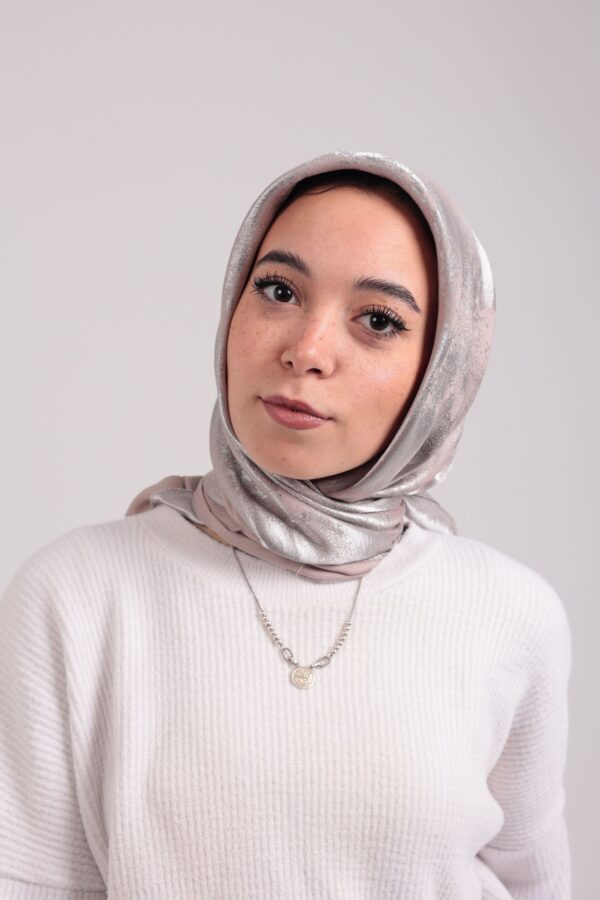 Shimmery Satin Square Scarf-Silver