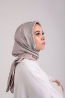 Shimmery Satin Square Scarf-Silver