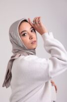 Shimmery Satin Square Scarf-Silver