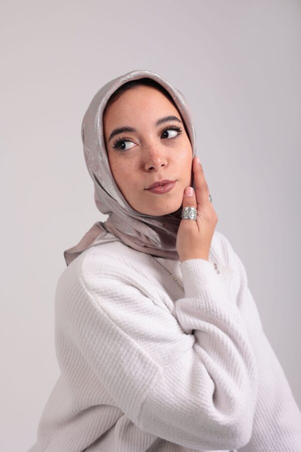 Shimmery Satin Square Scarf-Silver