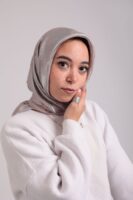Shimmery Satin Square Scarf-Silver
