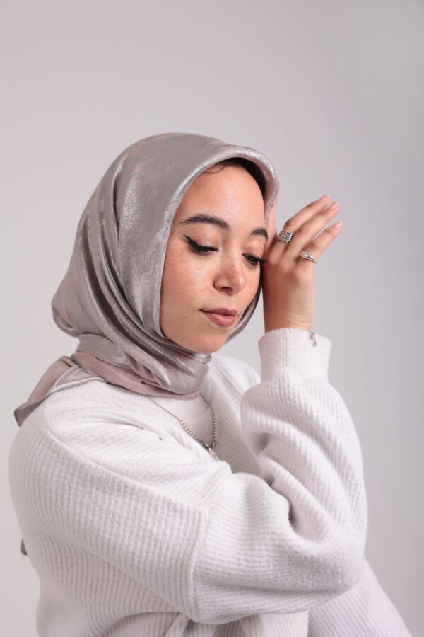 Shimmery Satin Square Scarf-Silver