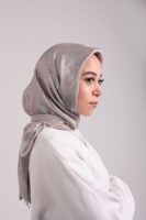 Shimmery Satin Square Scarf-Silver