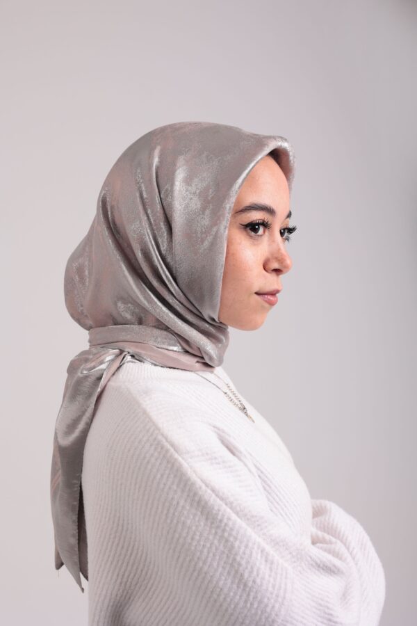 Shimmery Satin Square Scarf-Silver