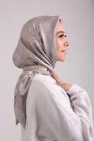 Shimmery Satin Square Scarf-Silver
