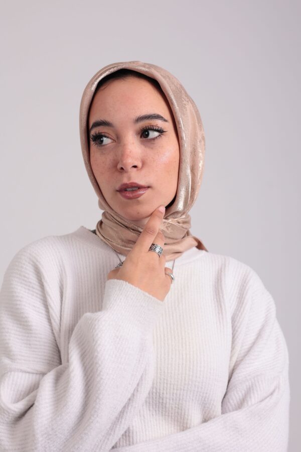 Shimmery Satin Square Scarf-Gold