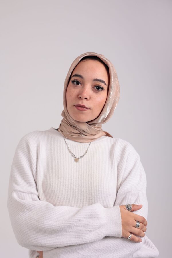 Shimmery Satin Square Scarf-Gold