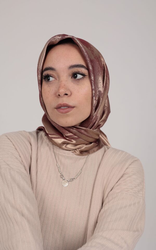 Shimmery Satin Square Scarf-Bordo