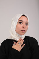 Shimmery Satin Square Scarf-Off white