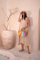 1025 Hand Knitted Multicolored Straw Bag