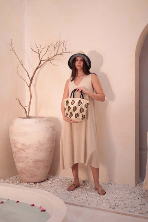 1024 Leopard Beige Straw Bag