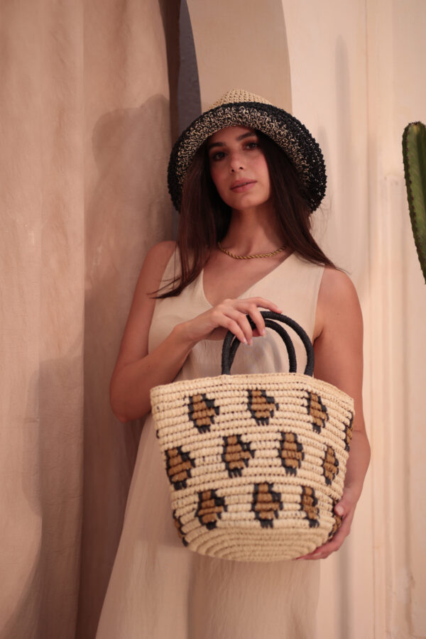 1024 Leopard Beige Straw Bag