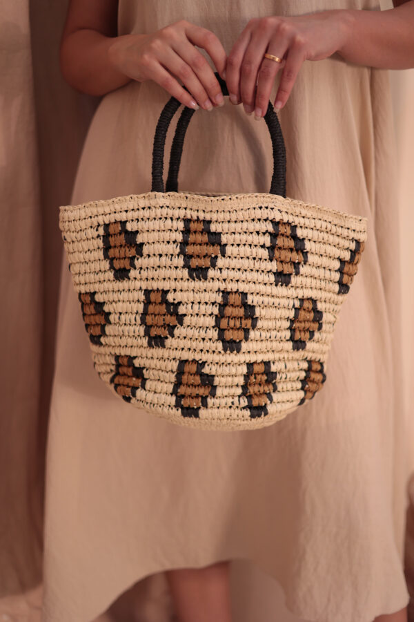 1024 Leopard Beige Straw Bag