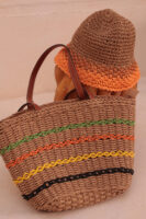 1017 Striped Camel Straw Bag